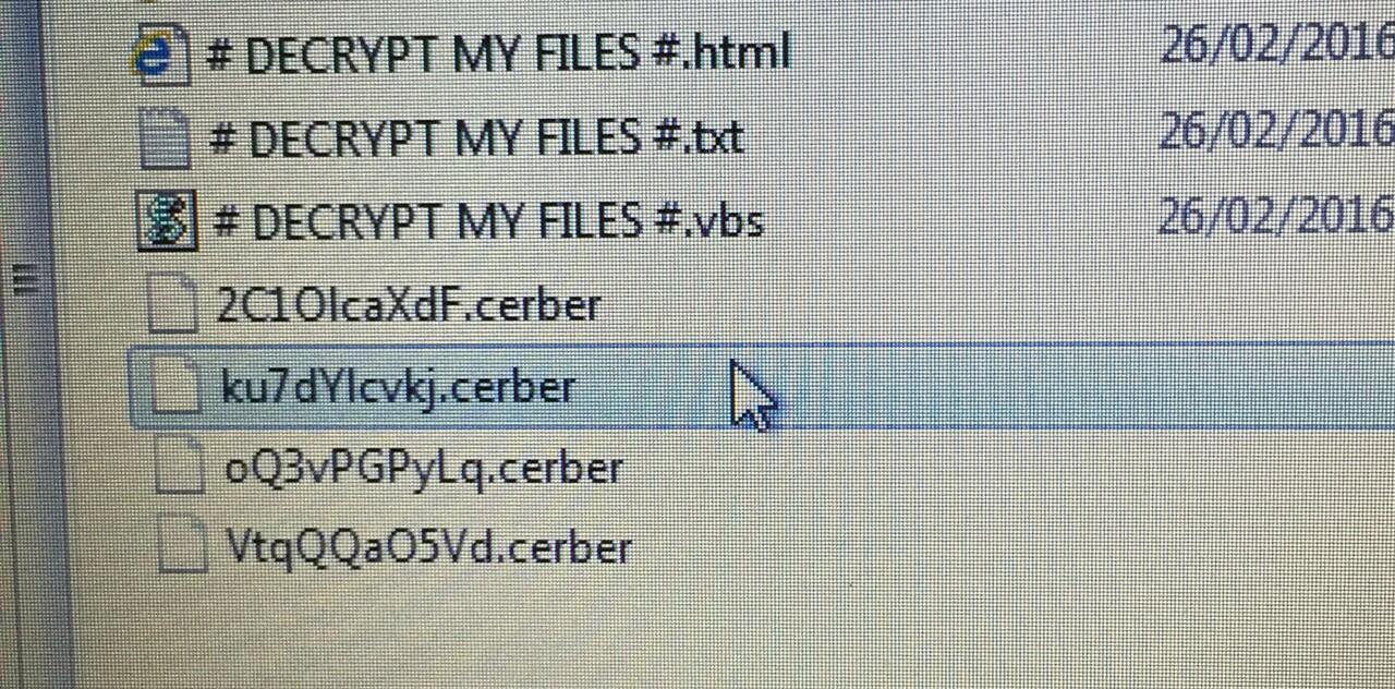 minta info tentang virus .cerber