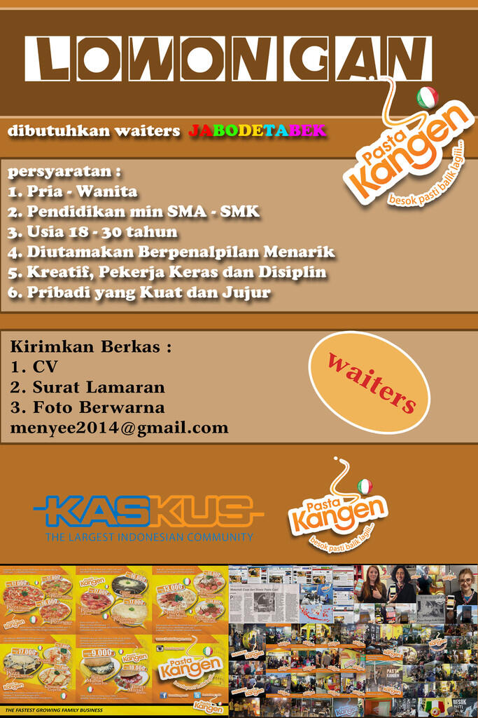 &#91;JABODETABEK&#93; Lowongan Waiters
