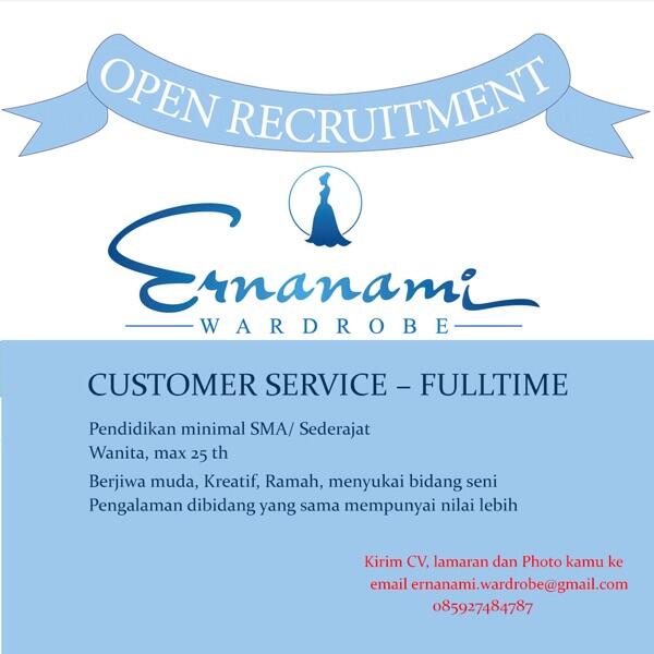 Need Urgent Customer Service Fulltime Ernanami Wardrobe Yogyakarta