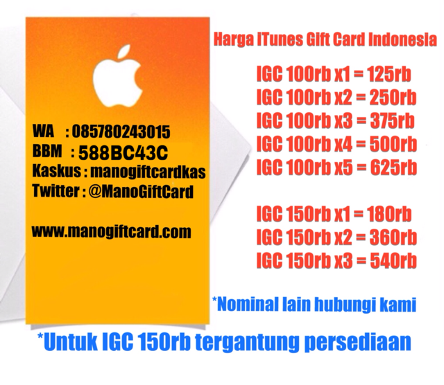 IGC Indonesia/ iTunes Gift Card Indonesia