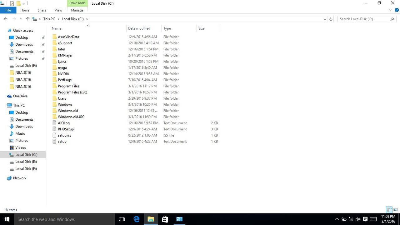 Instalasi berpindah ke windows.old