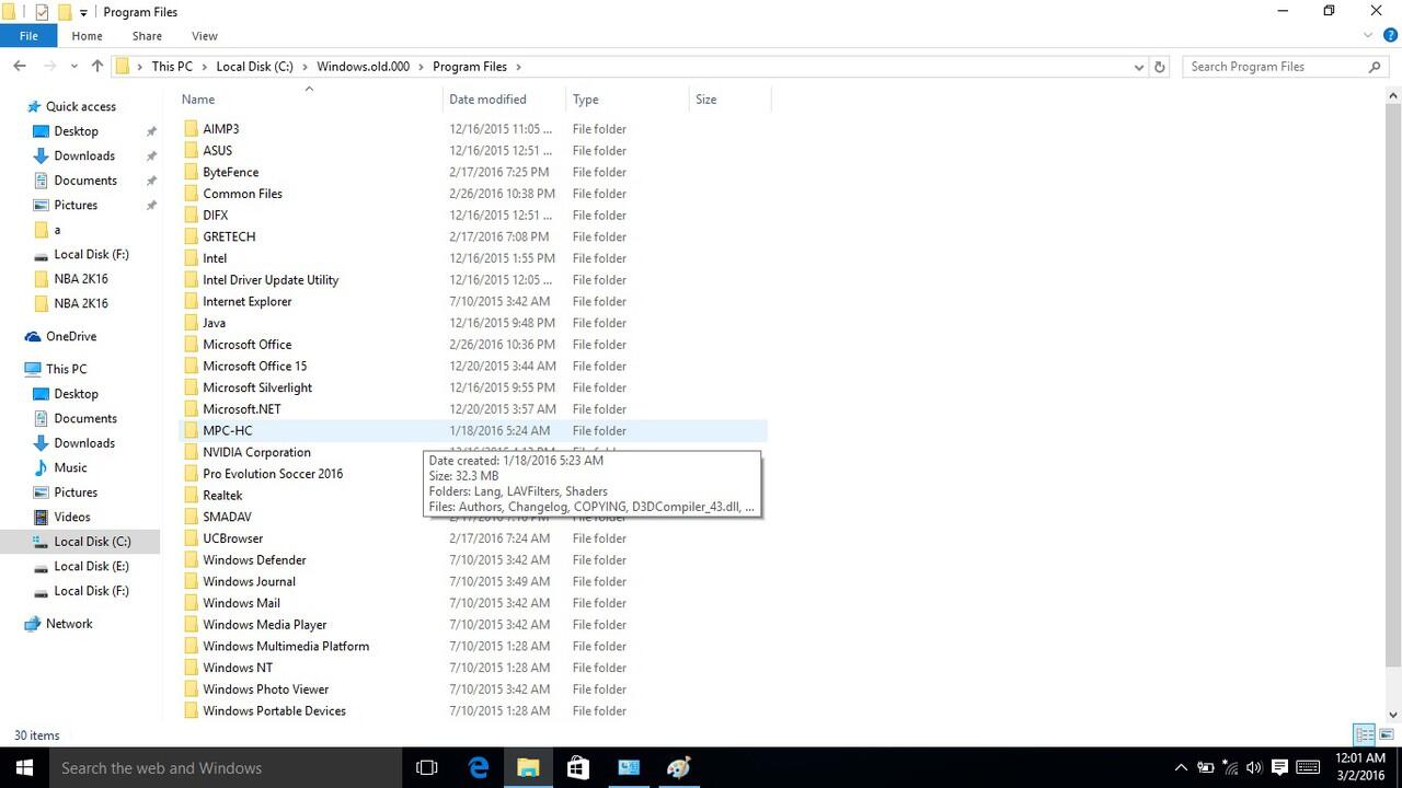 Instalasi berpindah ke windows.old