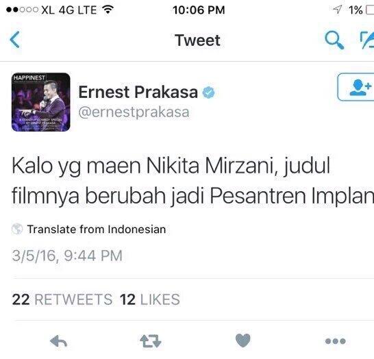 Komedian Ernest Prakasa Pendukung Ahok Lecehkan Islam