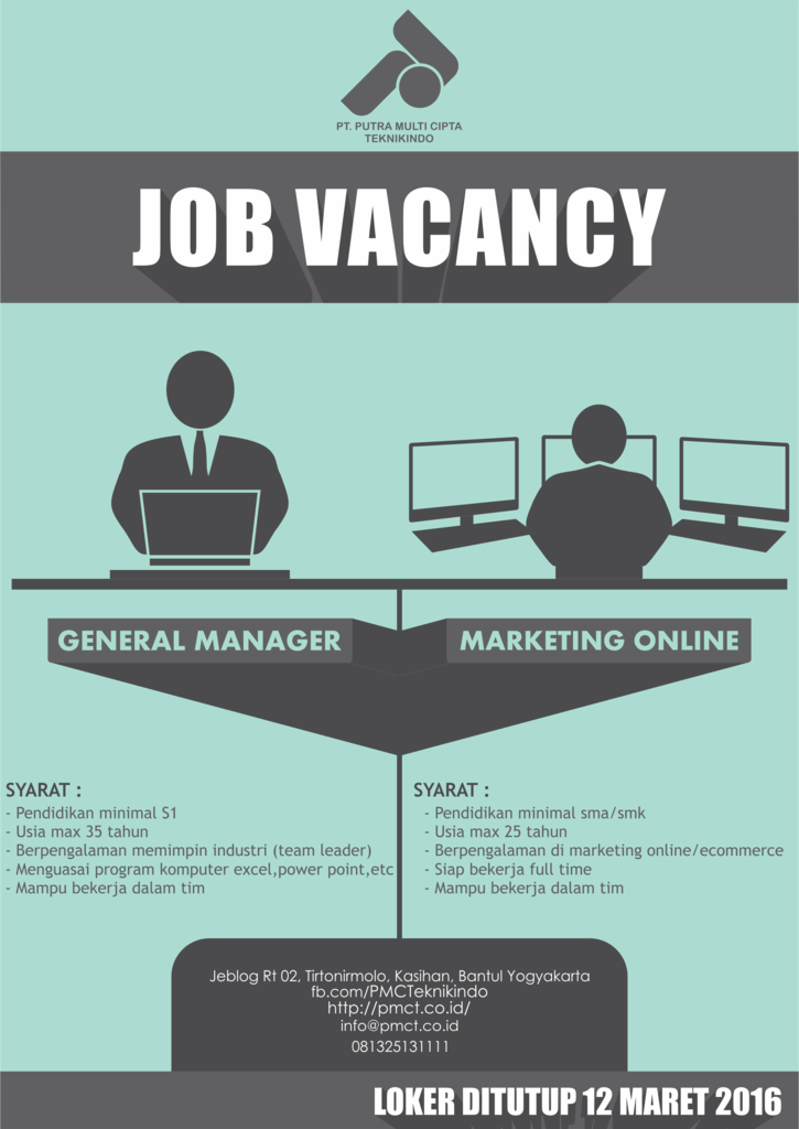 Lowongan General Manager dan Online Marketing