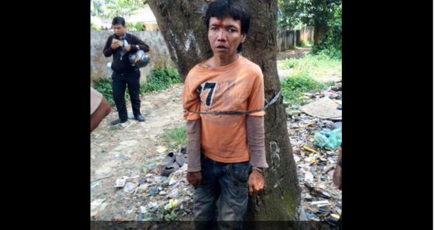 Astaga, Kelaparan, Pengemis Ini Malah Disiksa Dan Dikat Di Pohon