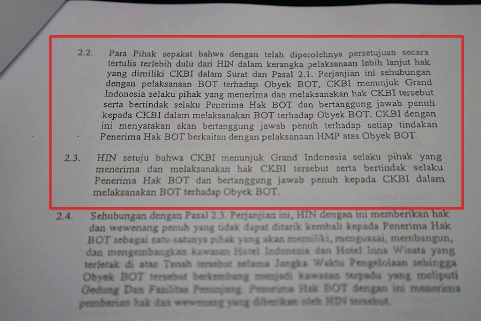 Isi Kontrak Hotel Indonesia dan Grand Indonesia Terbongkar (part 1)