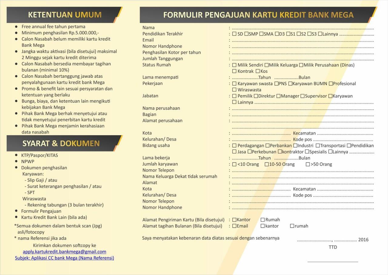 Apply Kartu Kredit Bank Mega Now..