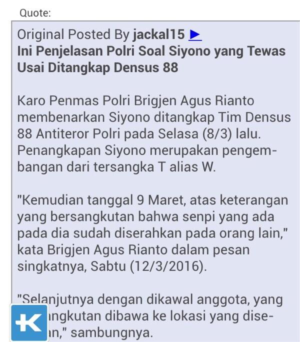 Siyono Tewas Usai Ditangkap Densus 88
