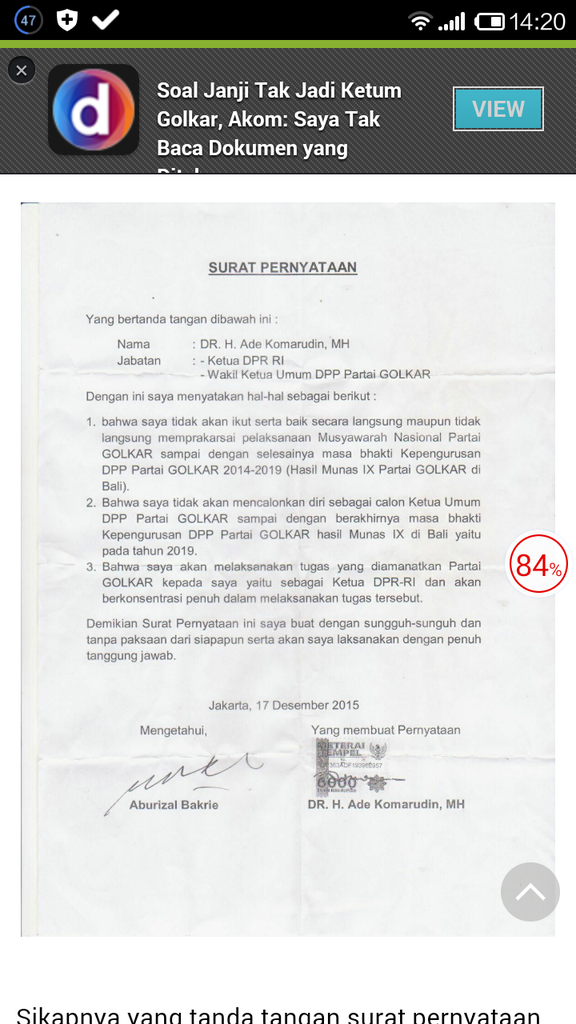 Soal Janji Tak Jadi Ketum Golkar, Akom: Saya Tak Baca Dokumen yang Diteken