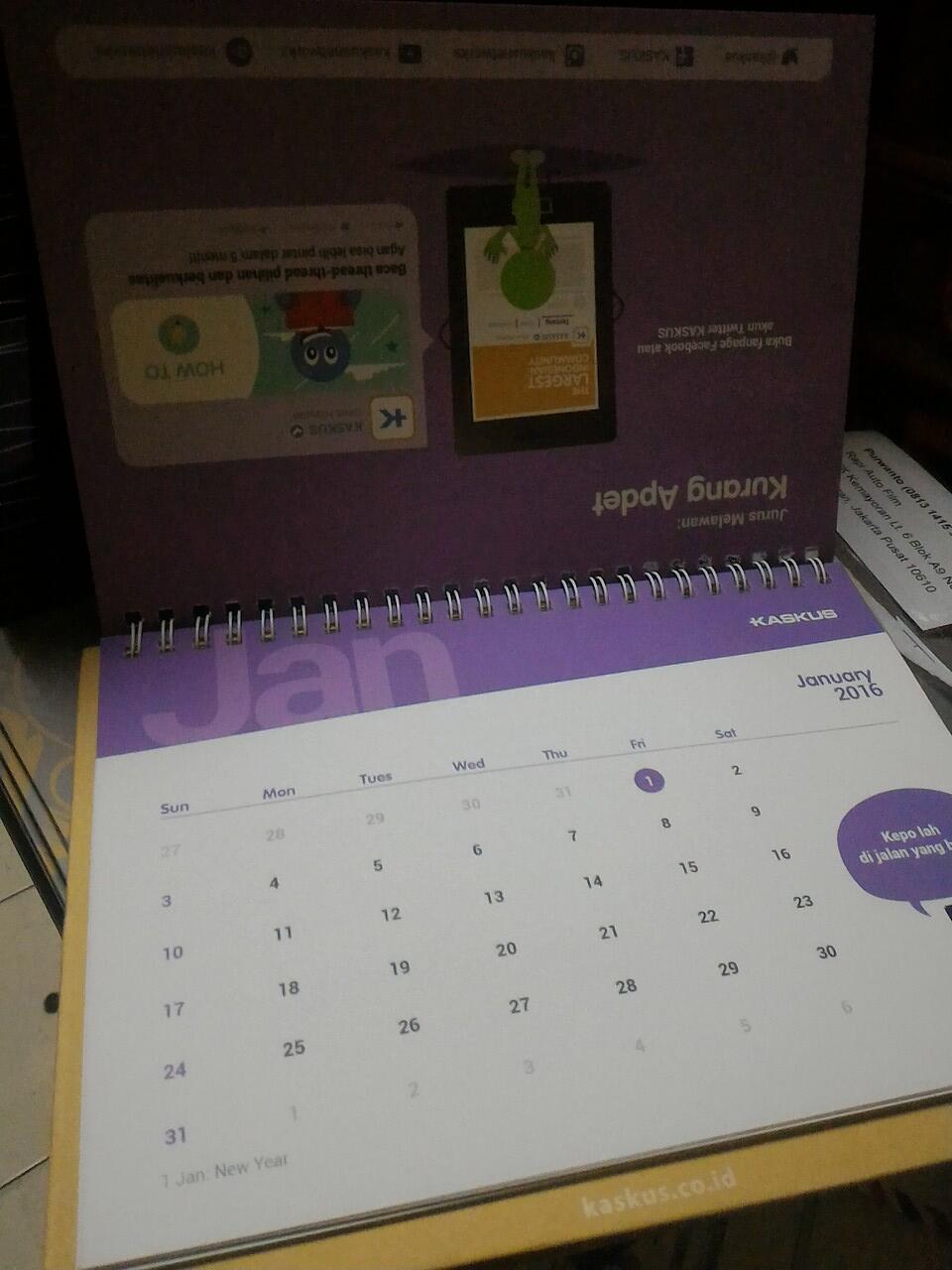 Kalender Kaskus edisi 2016 sampai juga neh gan kelapk ane.