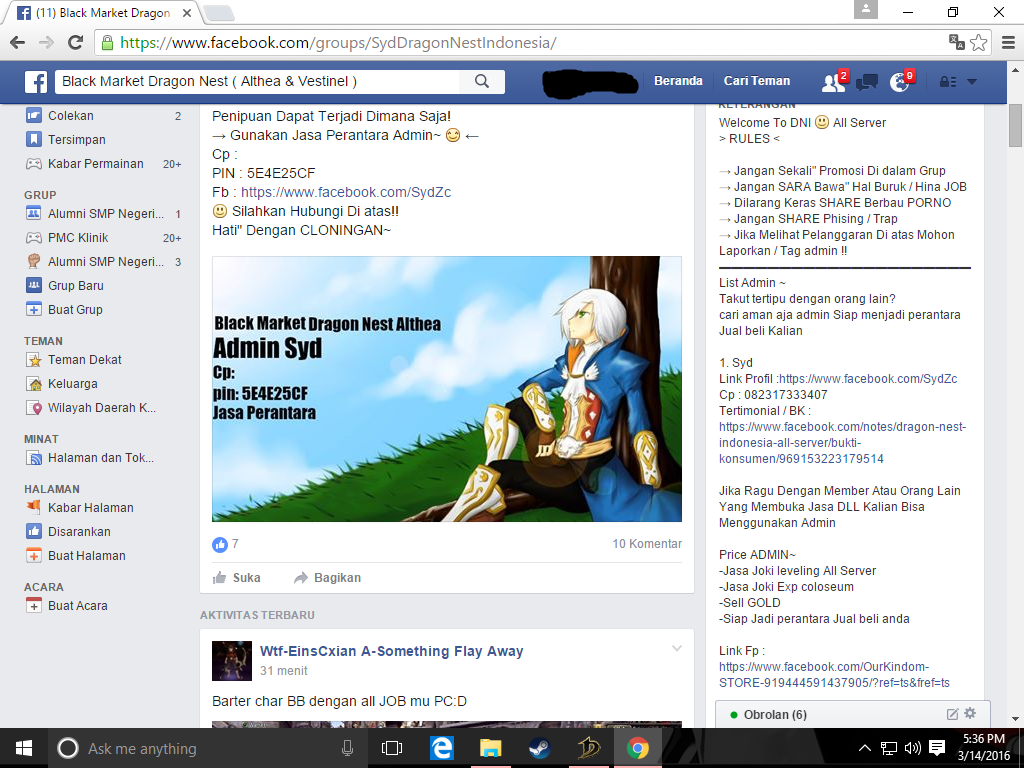 Penipuan Tragis Oleh Admin FB Dragon Nest INA