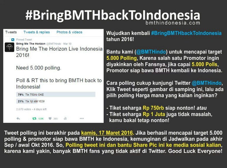 AYO GAN kita bikin BMTH konser lagi di Indo TAHUN 2016 INI!