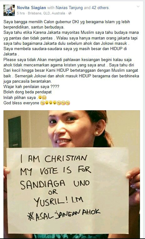 "Aku Nggak Mungkin Pilih Ahok, Aku Pilih Ayah"