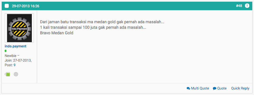 Testimonial for MedanGold