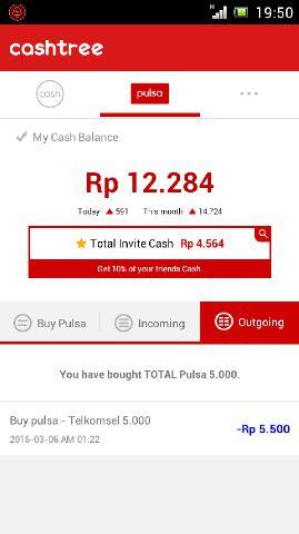 Cashtreebreal pulsa gratis