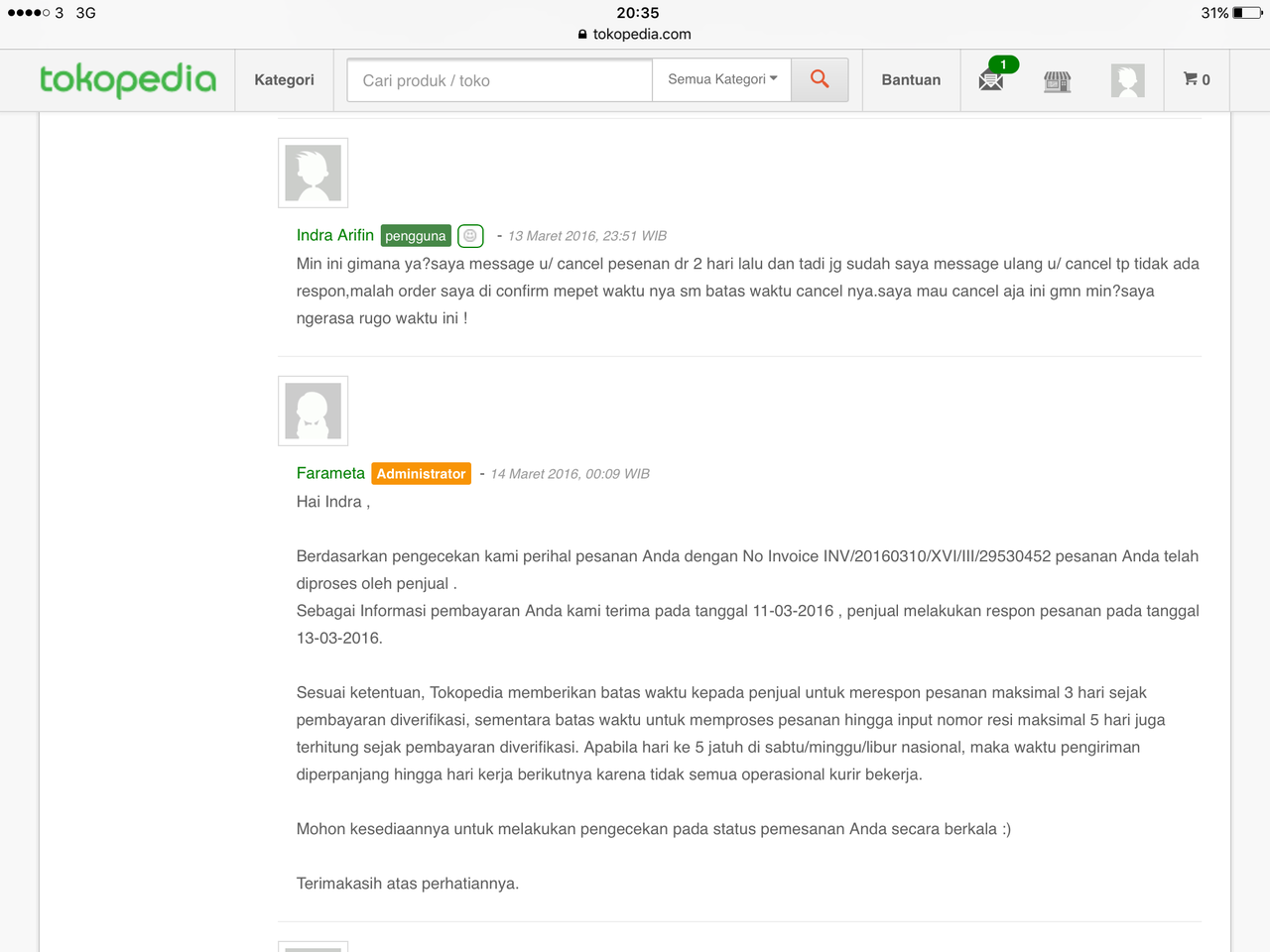 KECEWA DENGAN TOKOPEDIA !