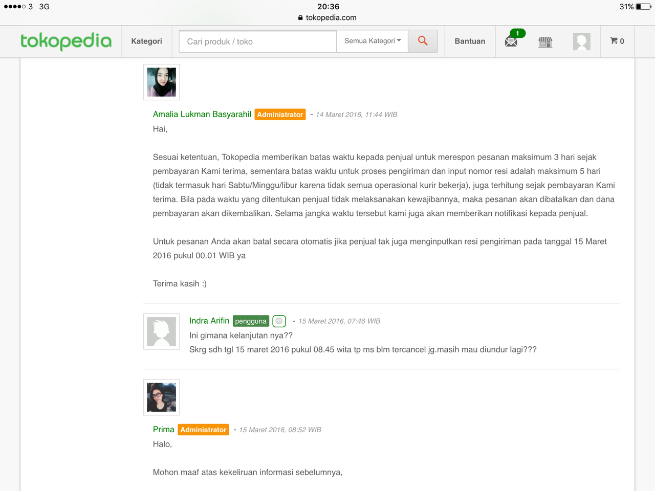 KECEWA DENGAN TOKOPEDIA !