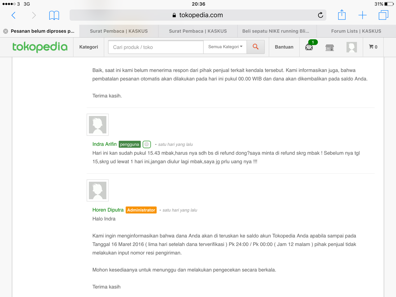 KECEWA DENGAN TOKOPEDIA !