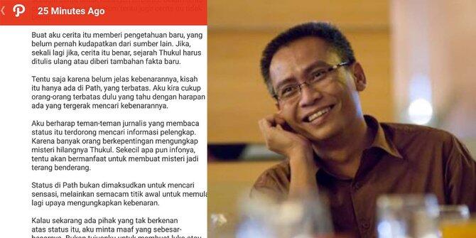 Ndoro Kakung minta maaf sebut Wiji Thukul buat bom bantu Timor Leste