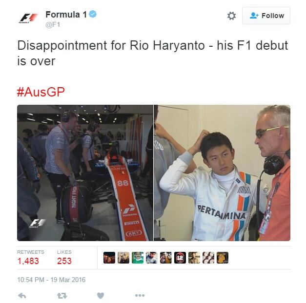 Rio Haryanto Gagal Finis di Debutnya