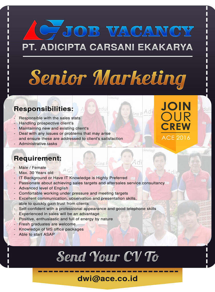 Lowongan - Senior Marketing [JAKARTA]