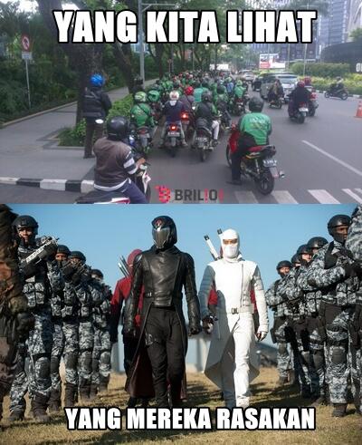 Meme ini kocak banget, kritisi demo rusuh sopir taksi di Jakarta!