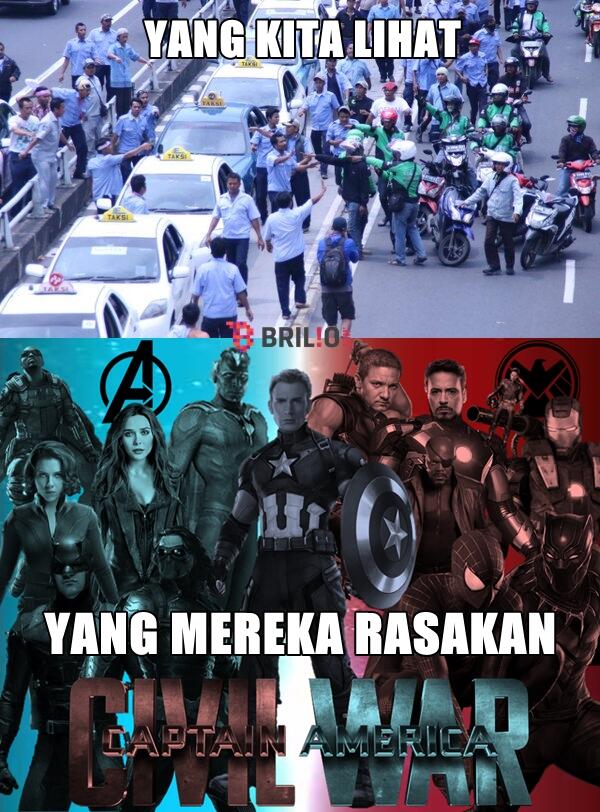 Meme ini kocak banget, kritisi demo rusuh sopir taksi di Jakarta!