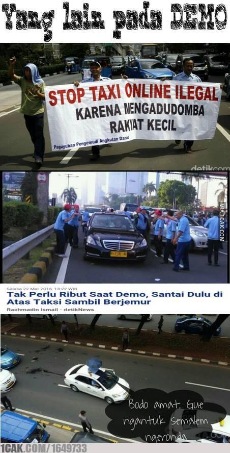 Meme ini kocak banget, kritisi demo rusuh sopir taksi di Jakarta!