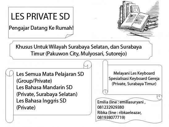 LES-LESAN PRIVATE PELAJARAN SD, PENGAJAR DATANG KE RUMAH (SURABAYA ONLY)