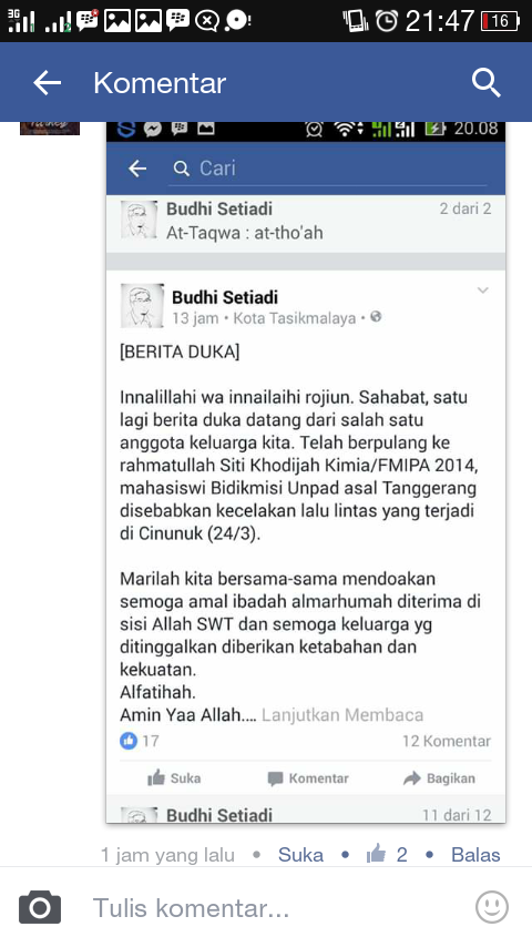 Mahasiswi Bidik Misi Unpad Tewas Terlindas Tronton Di Cinunuk Kabupaten Bandung