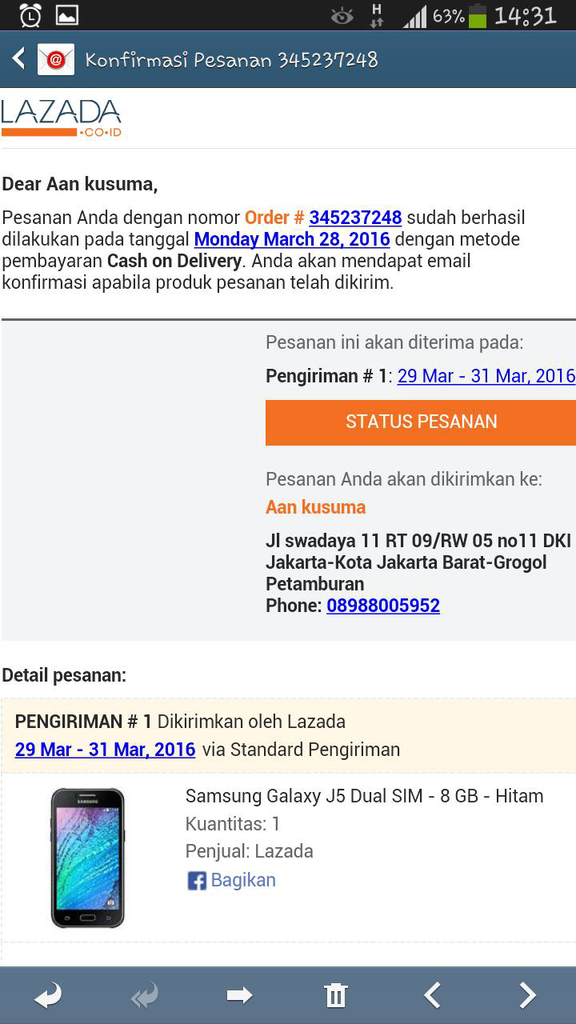 apa kalian pernah dapet email aneh kyk gini dari laz*da ??