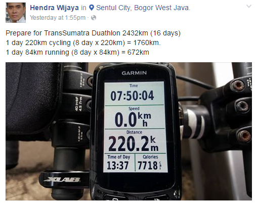 Kaskus OANC &amp; TravellerKaskus support Hendra Wijaya - Sumatera Duathlon Ultra 2432 KM