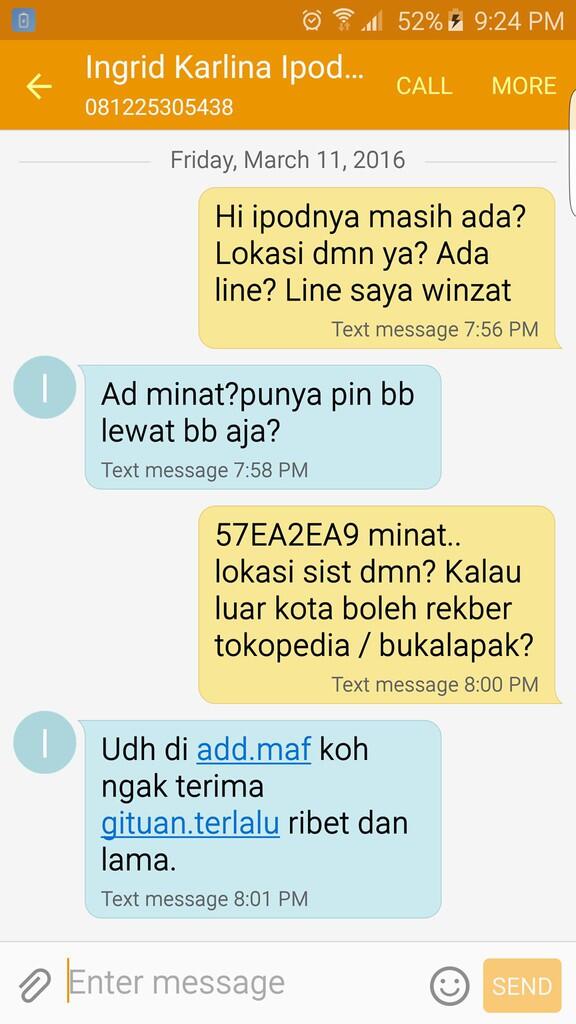 PENIPUAN OLX iPod touch 5th Generation 32GB Blue Mint Condition IngridKarlina