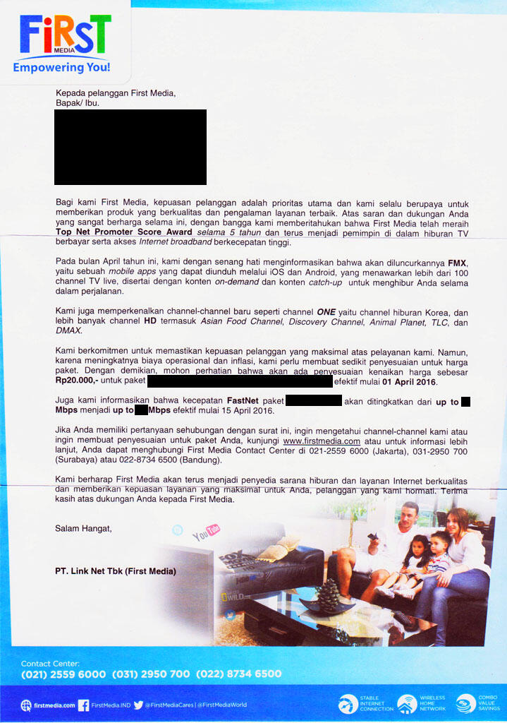 Surat Terbuka Untuk Finance/Marketing PT. Firstmedia ,Tbk