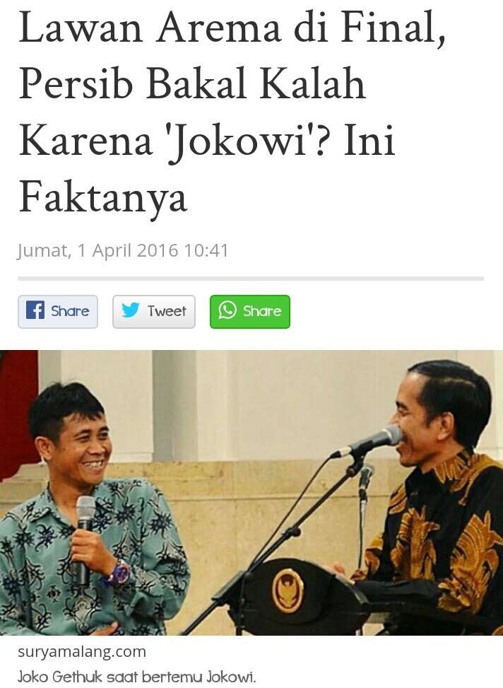 Lawan Arema di Final, Persib Bakal Kalah Karena 'Jokowi'? Ini Faktanya