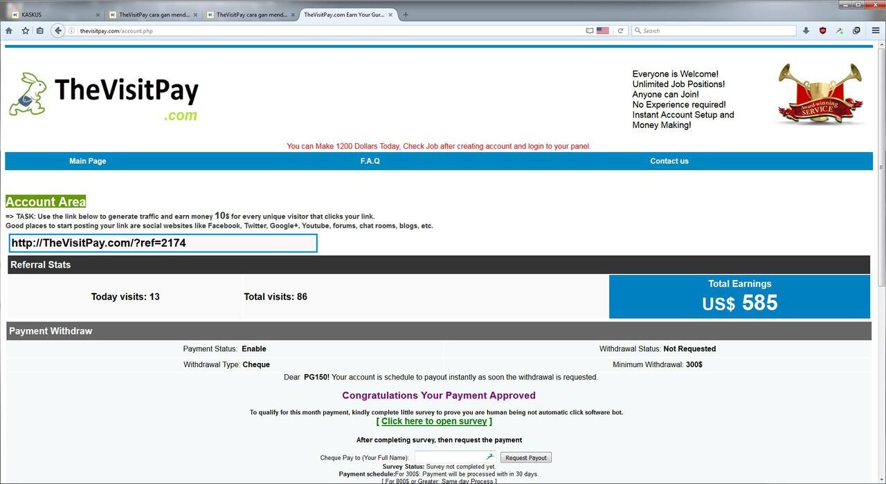 TheVisitPay cara gan mendapatkan duit secara online