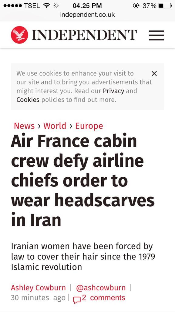 Air France cabin crew defy airline chiefs order to wear headscarves in Iran
