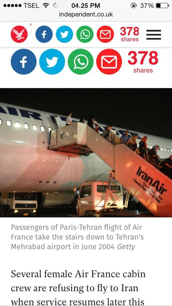 Air France cabin crew defy airline chiefs order to wear headscarves in Iran
