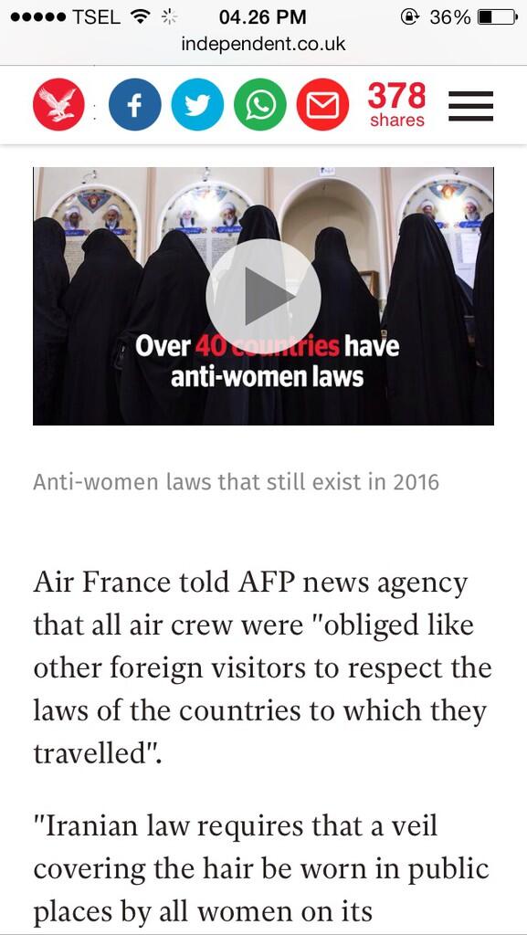 Air France cabin crew defy airline chiefs order to wear headscarves in Iran