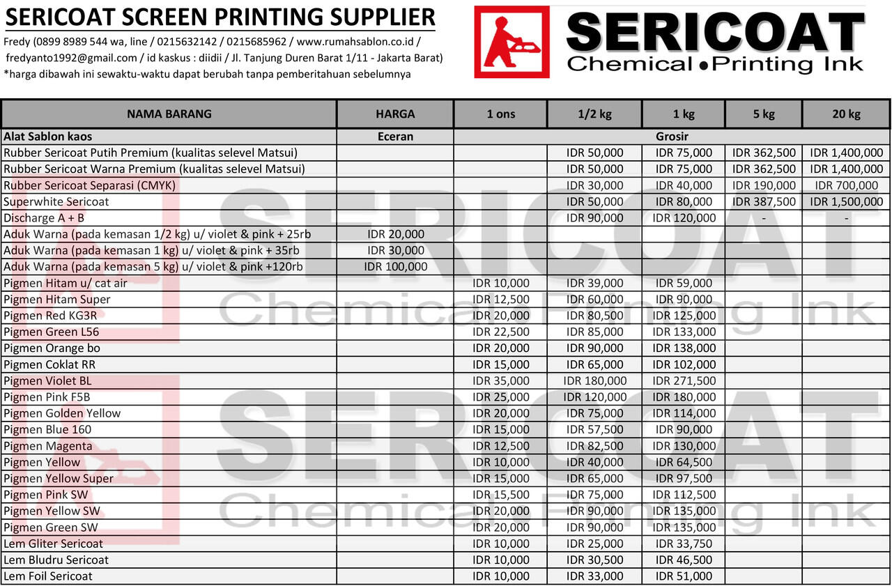 Jual JUAL alat bahan Sablon  kursus dan jasa sablon  