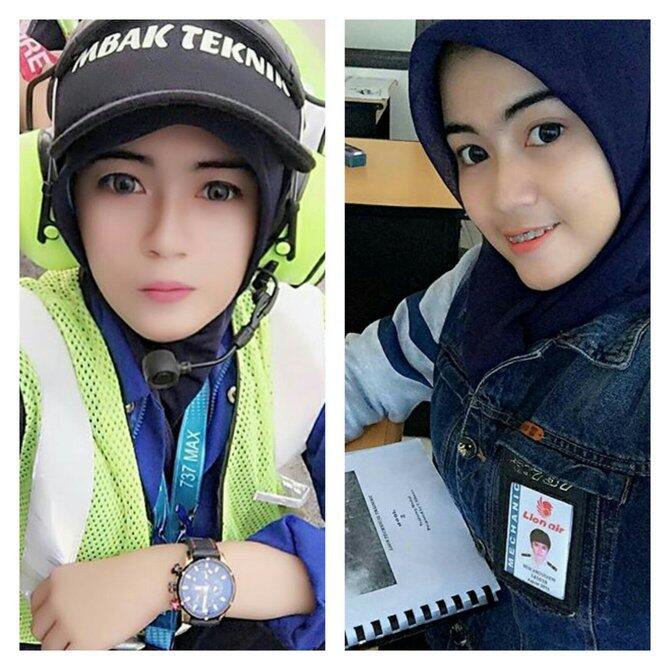 Neni Anggraeni hijaber cantik teknisi pesawat asal Karawang