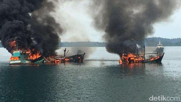 5 Kapal yang Diledakkan di Kepri Berbendera Malaysia dan Vietnam