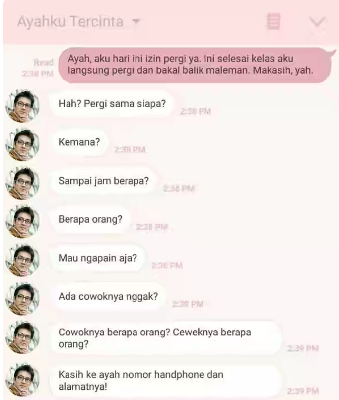 14 Tipe Ayah Berdasarkan Chat dengan Putrinya: Ayah ente yang mana gan ?