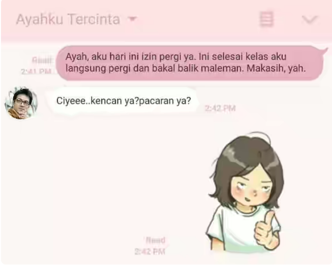14 Tipe Ayah Berdasarkan Chat dengan Putrinya: Ayah ente yang mana gan ?