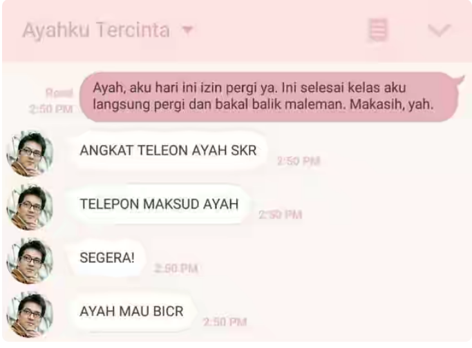14 Tipe Ayah Berdasarkan Chat dengan Putrinya: Ayah ente yang mana gan ?