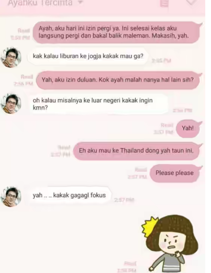 14 Tipe Ayah Berdasarkan Chat dengan Putrinya: Ayah ente yang mana gan ?
