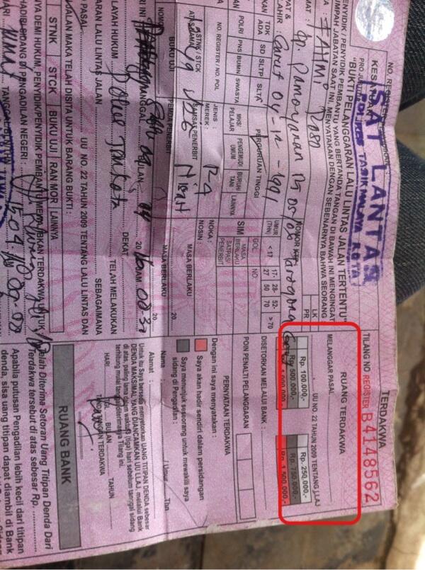 Ada apa dengan surat tilang ane?