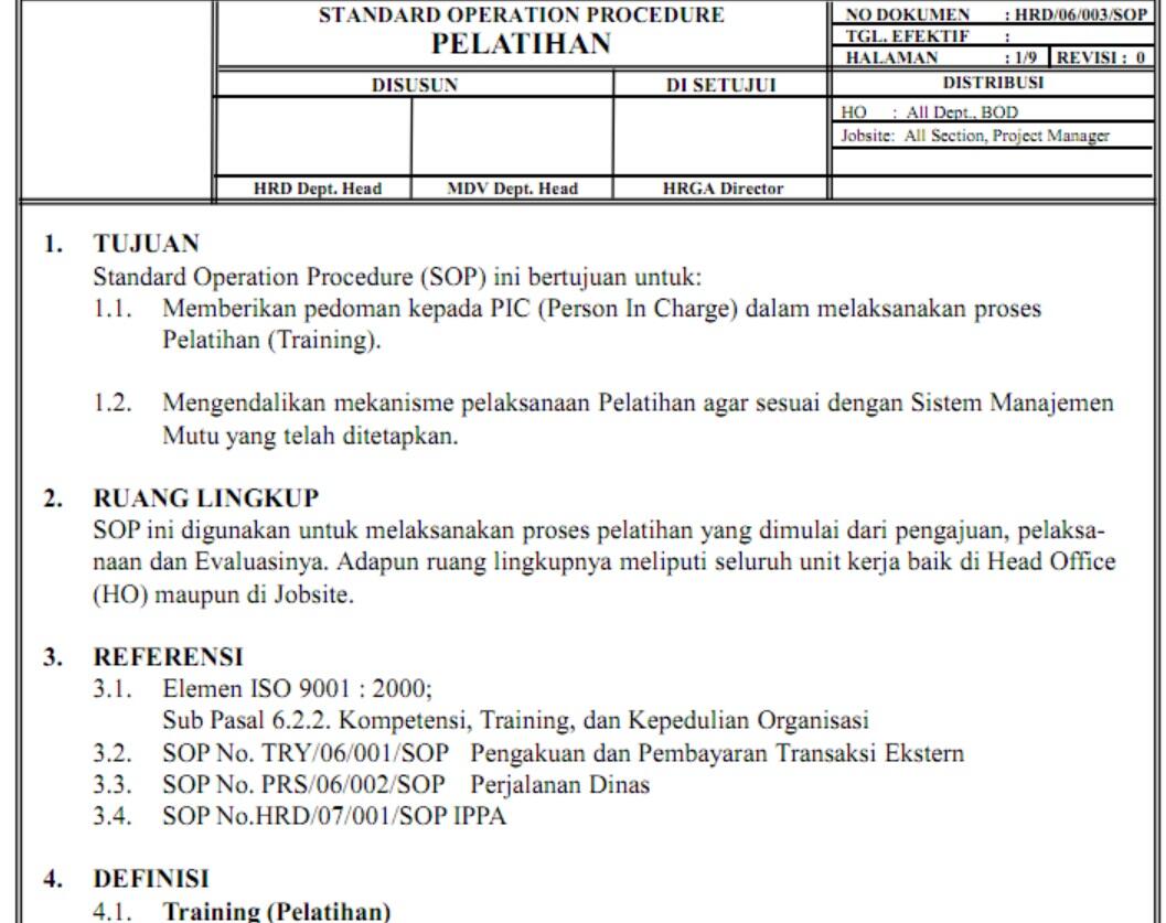 SOP HRD Perusahaan
