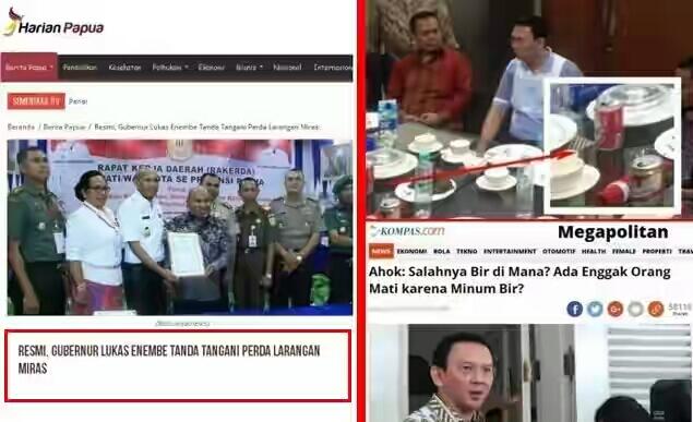 Gubernur Papua Larang Miras, Gubernur Ahok berusaha melegalkan.