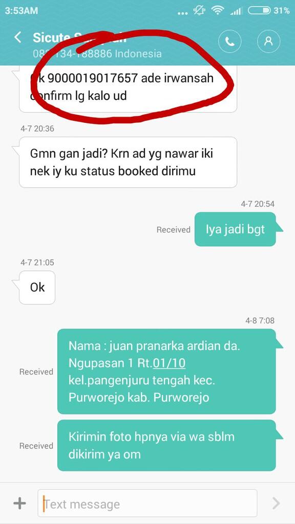 SURAT TERBUKA UNTUK SELLER DENGAN ID: SICUTE1 DARI SUMPIUH JATENG